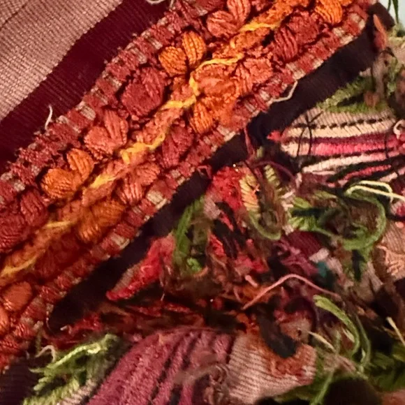 Handmade Embroidered Striped vintage Top - Red and Brown XS - Picture 9 of 9